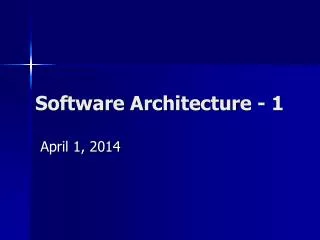 Software Architecture - 1