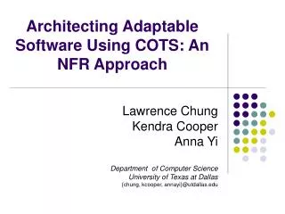 Architecting Adaptable Software Using COTS: An NFR Approach