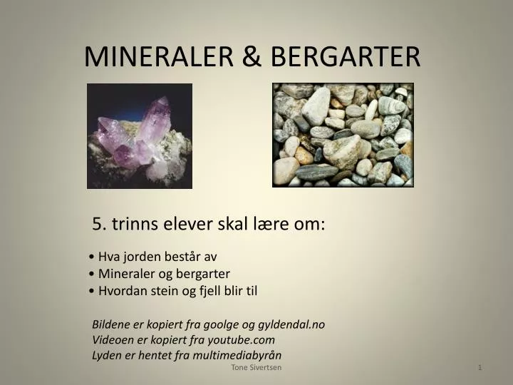 mineraler bergarter