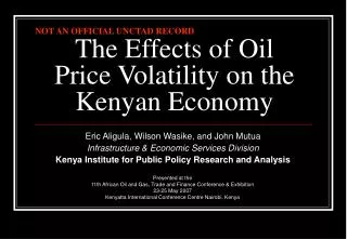 The Effects of Oil Price Volatility on the Kenyan Economy
