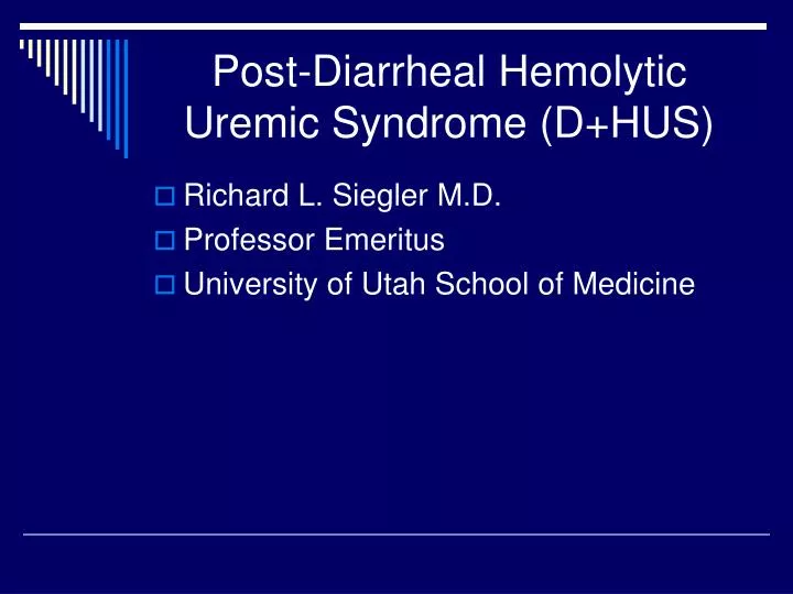 post diarrheal hemolytic uremic syndrome d hus