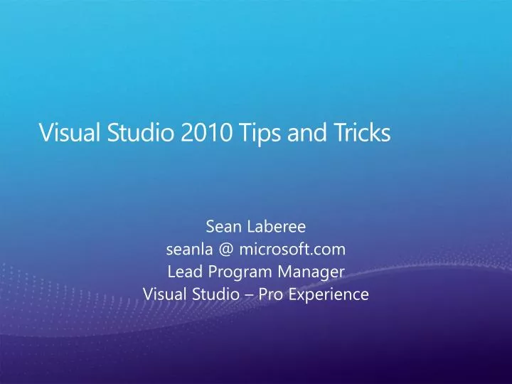 visual studio 2010 tips and tricks