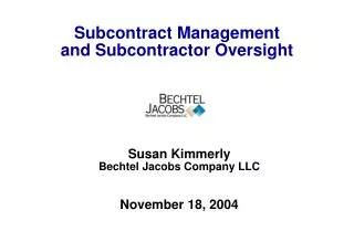 Subcontract Management and Subcontractor Oversight