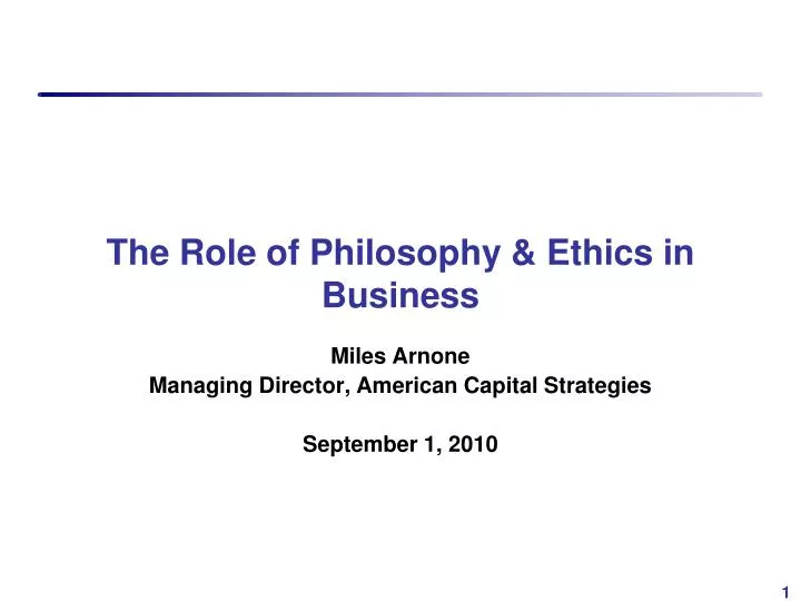 the role of philosophy ethics in business