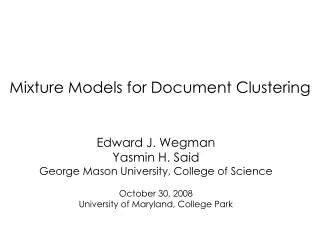 Mixture Models for Document Clustering