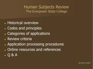 Human Subjects Review The Evergreen State College