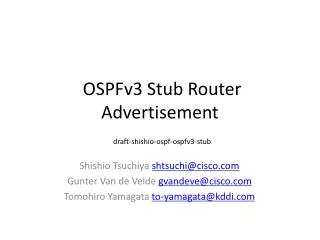 OSPFv3 Stub Router Advertisement