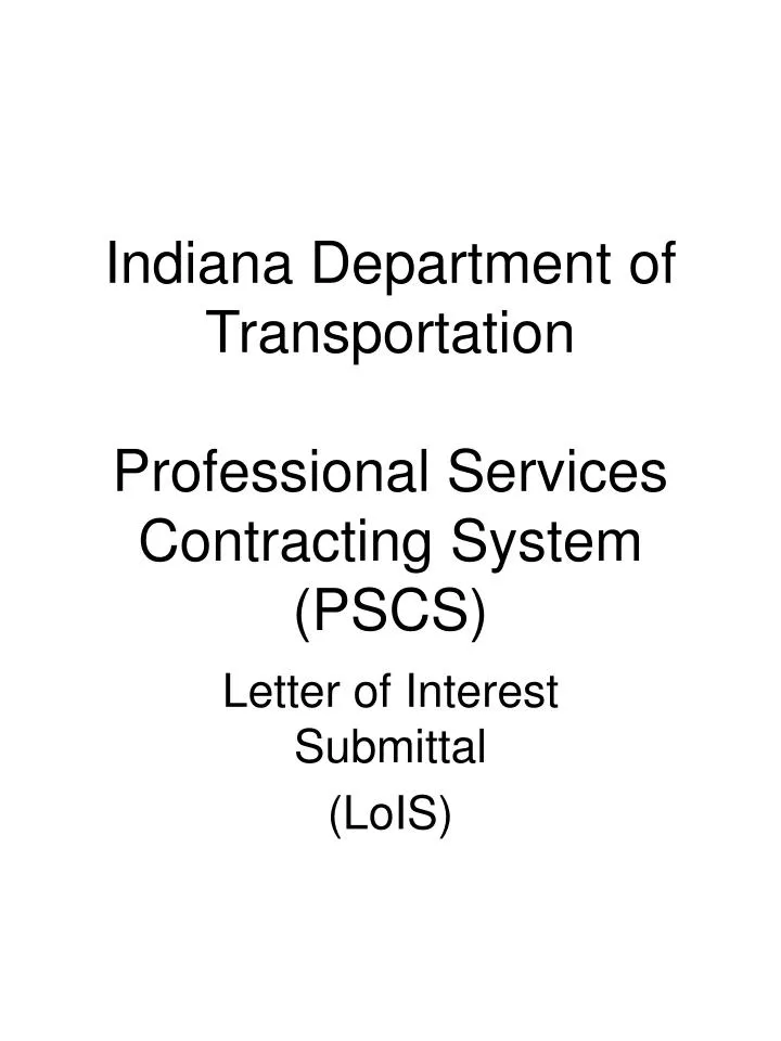indiana department of transportation professional services contracting system pscs