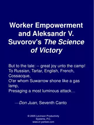 Worker Empowerment and Aleksandr V. Suvorov's The Science of Victory