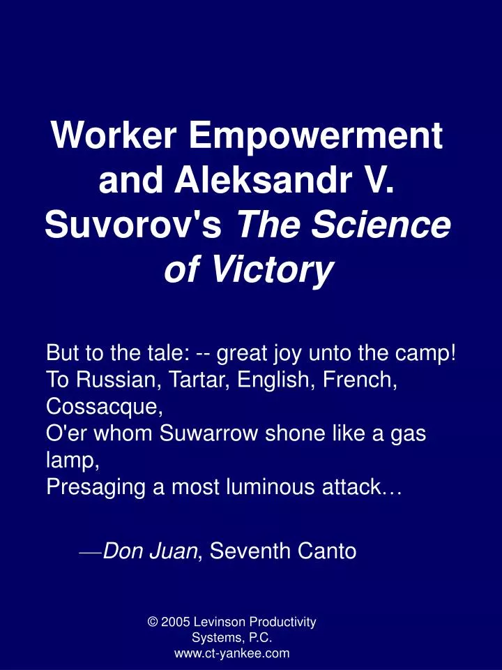 worker empowerment and aleksandr v suvorov s the science of victory