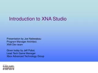 Introduction to XNA Studio