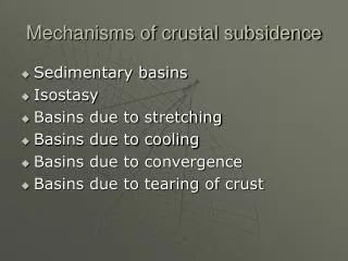 Mechanisms of crustal subsidence