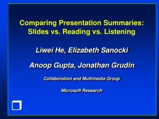 Comparing Presentation Summaries: Slides vs. Reading vs. Listening