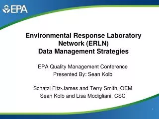 Environmental Response Laboratory Network (ERLN) Data Management Strategies