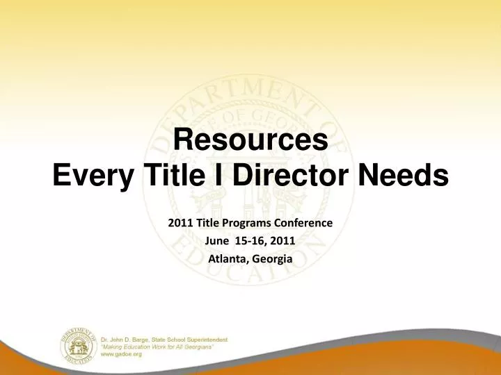 resources every title i director needs