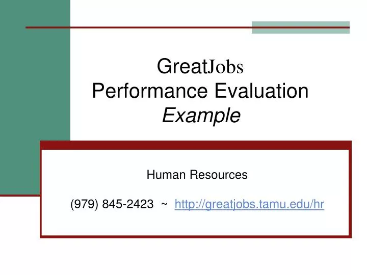 great jobs performance evaluation example