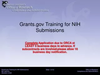 Grants.gov Training for NIH Submissions