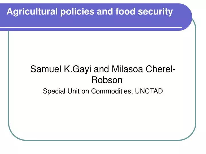 agricultural policies and food security