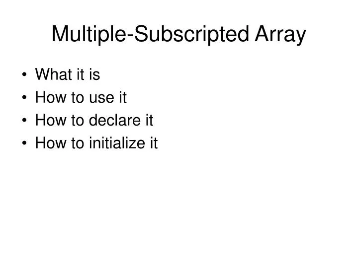 multiple subscripted array