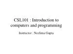 CSL101 : Introduction to computers and programming - slide 1
