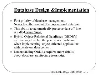Database Design &amp;Implementation