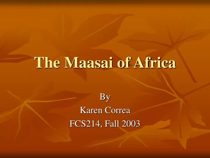 the maasai of africa