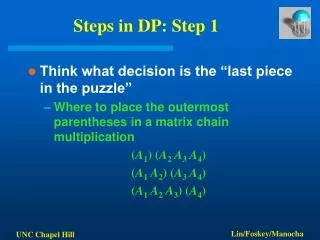 Steps in DP: Step 1