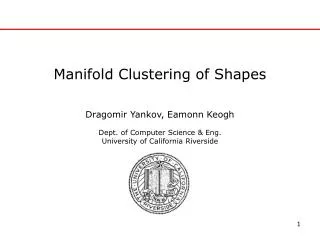 Manifold Clustering of Shapes
