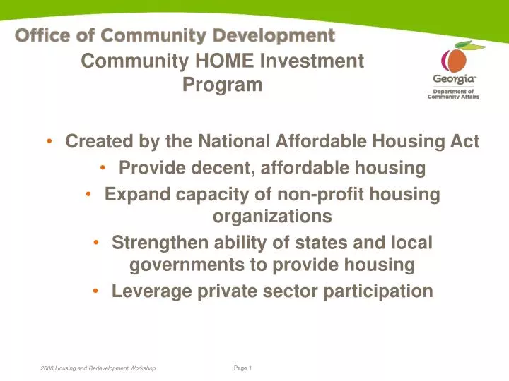 community home investment program