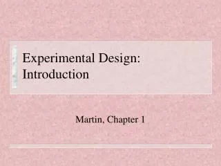 Experimental Design: Introduction