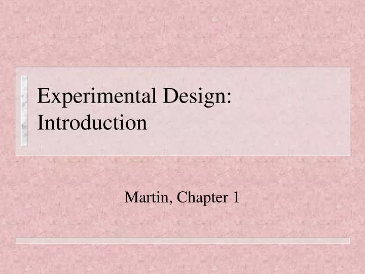 experimental design introduction