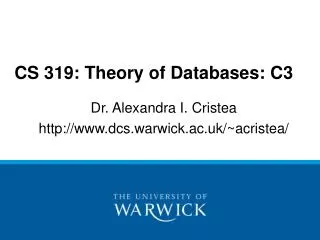 CS 319: Theory of Databases: C3
