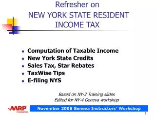 Refresher on NEW YORK STATE RESIDENT INCOME TAX