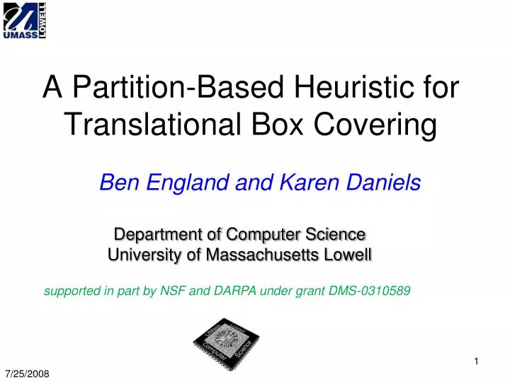 a partition based heuristic for translational box covering