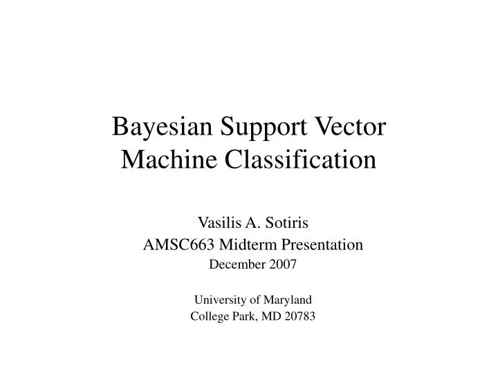 bayesian support vector machine classification