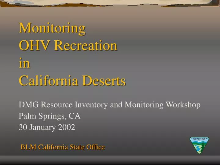 monitoring ohv recreation in california deserts