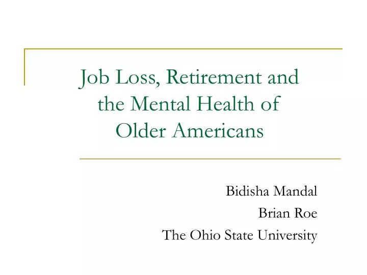 job loss retirement and the mental health of older americans