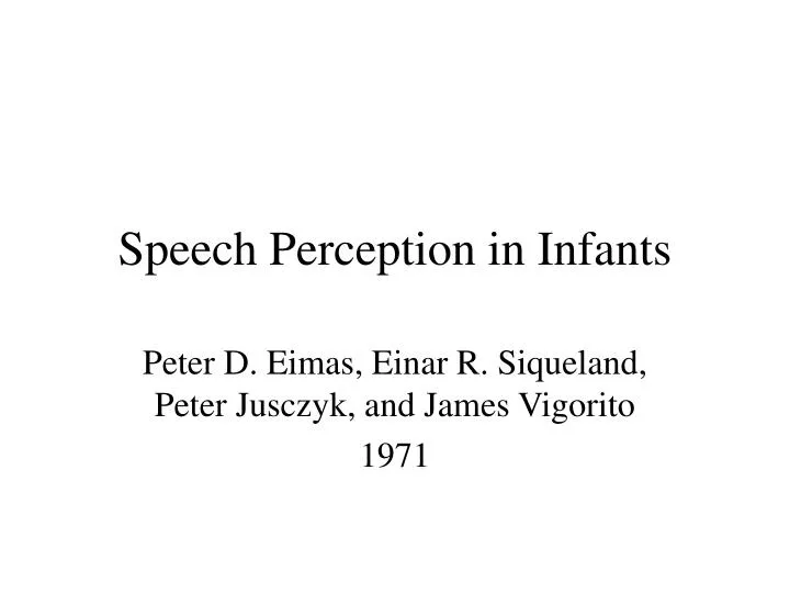 speech perception in infants