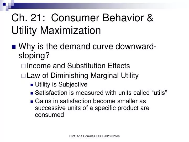 ch 21 consumer behavior utility maximization