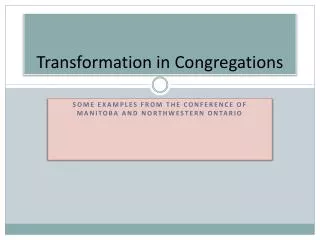Transformation in Congregations
