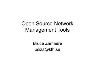 Open Source Network Management Tools