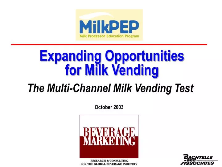 expanding opportunities for milk vending