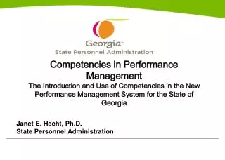Competencies in Performance Management The Introduction and Use of Competencies in the New Performance Management System