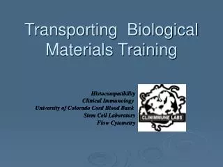 Transporting Biological Materials Training