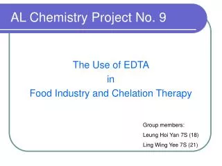 AL Chemistry Project No. 9