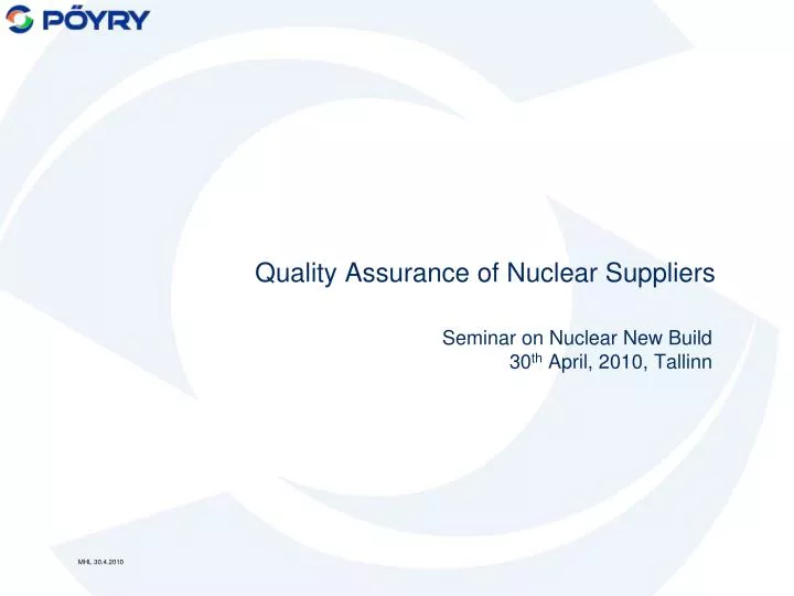 quality assurance of nuclear suppliers