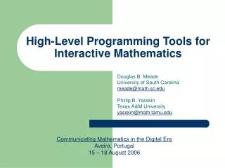 High-Level Programming Tools for Interactive Mathematics