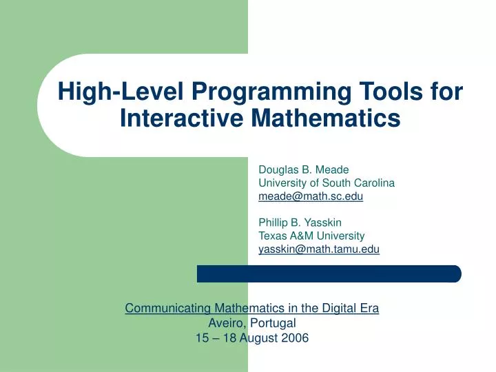 high level programming tools for interactive mathematics