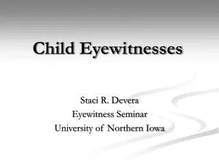 Child Eyewitnesses