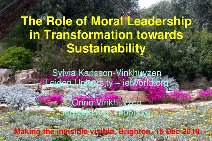 the role of moral leadership in transformation towards sustainability